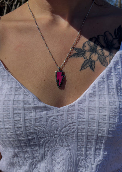 Pink Lightning Bolt Necklace