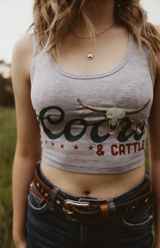 Coors and Cattle Cropped Tank