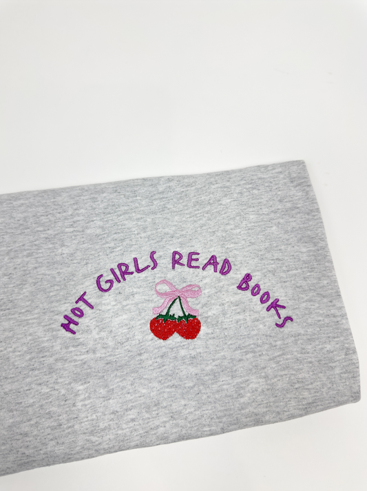 "Hot Girls Read Books" Embroidered